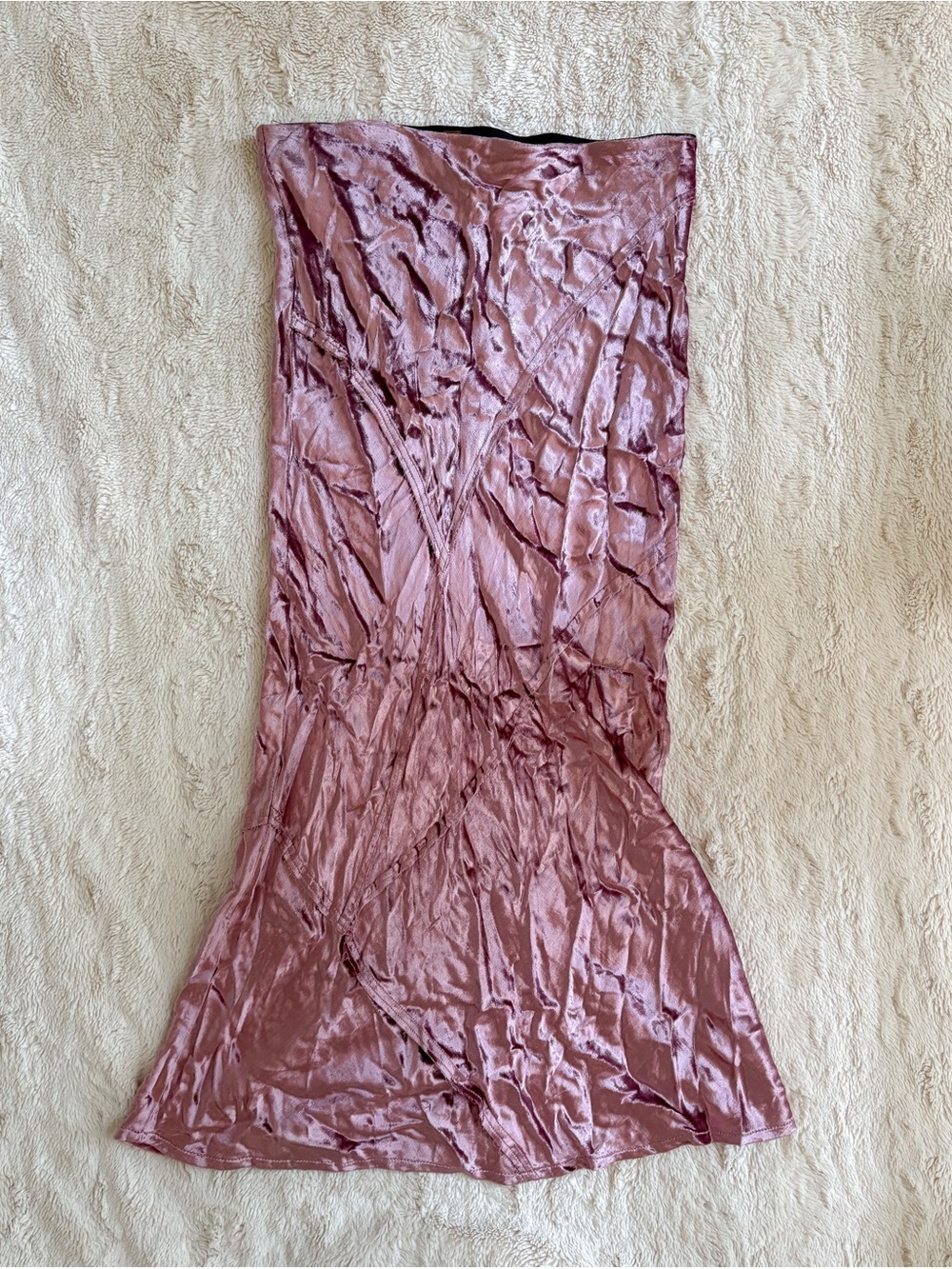 Free People Serious Swagger Crushed Velvet Midi Skirt Pink Mauve M Boho - Picture 3 of 7